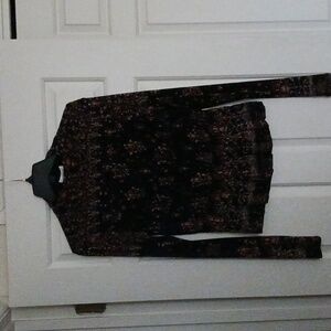 Rebecca Taylor Sheer Black Floral Blouse Size L